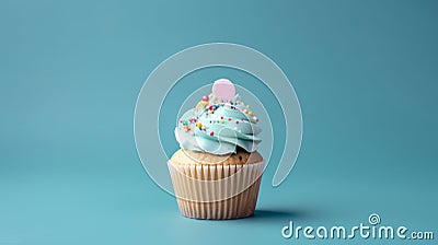 Birthday cupcake blue Background Stock Photo