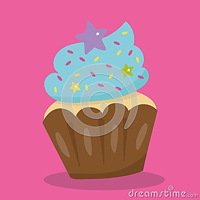 birthday cupcake blue 09 Vector Illustration