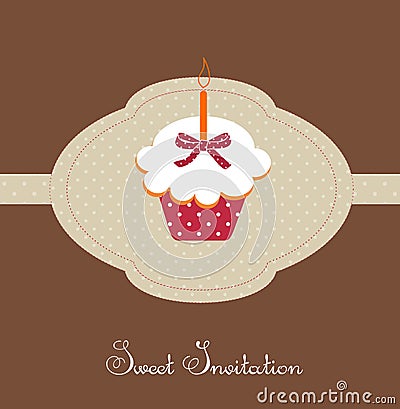 Birthday cupcake card Vector Illustration