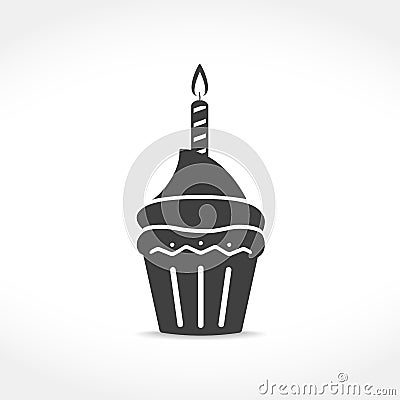 Birthday Cupcake Icon Vector Illustration