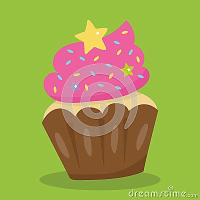 birthday cupcake pink 08 Vector Illustration