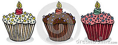 Birthday Cupcakes Vector Illustration