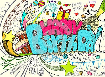 Birthday Doodle Vector Illustration