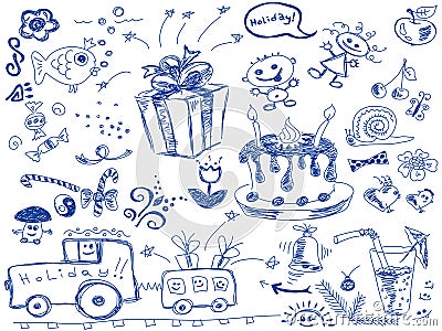 Birthday doodles Vector Illustration