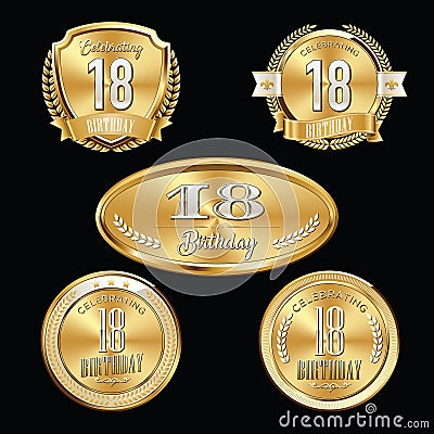 18 Birthday Anniversary Badge Vector Illustration