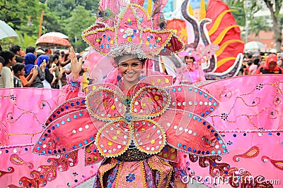 Surabaya indonesia. May 28, 2016. The flower parade commemorates the anniversary of the city of Surabaya. Editorial Stock Photo