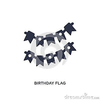 birthday flag icon on white background. Simple element illustration from birthday party and wedding concept Vector Illustration
