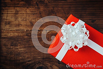 Birthday gift on wooden table Stock Photo