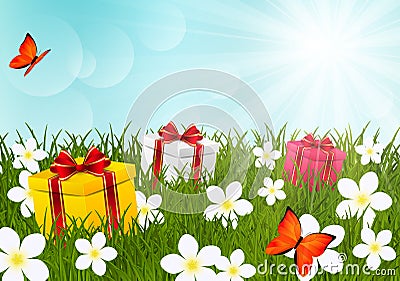 Birthday gifts Vector Illustration