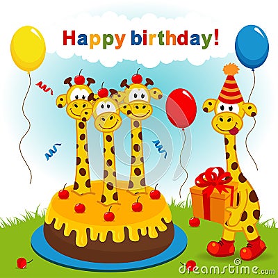 Birthday Giraffe Stock Vector - Image: 41488682