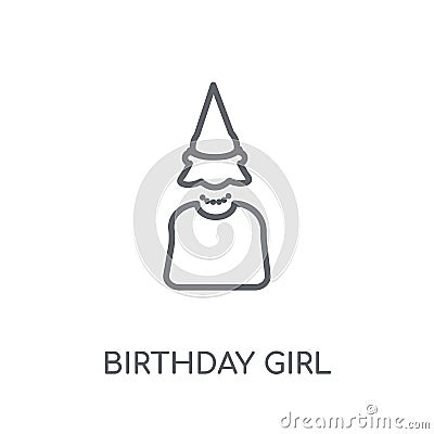Birthday girl linear icon. Modern outline Birthday girl logo con Vector Illustration
