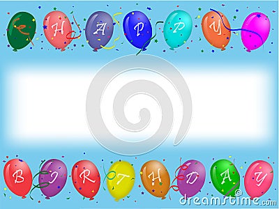 Birthday greeting card with party balloons Stock Photo
