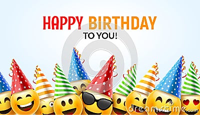 Birthday happy smile greeting card. Vector birthday background 3d colorful character design Vector Illustration