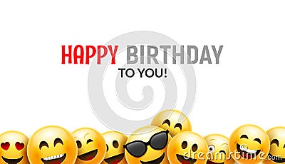 Birthday happy smile greeting card. Vector birthday background 3d colorful character design Vector Illustration