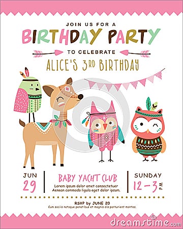 Birthday invitation card Vector Illustration