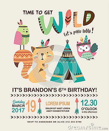 Birthday invitation card Vector Illustration