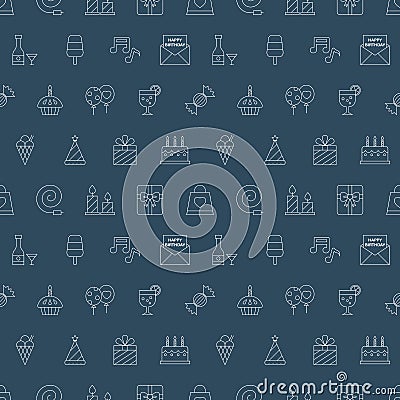 Birthday line icon pattern set Vector Illustration