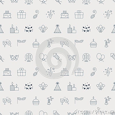 Birthday line icon pattern set Vector Illustration