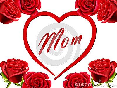Birthday or Mother's Day card to Mom with roses Stock Photo