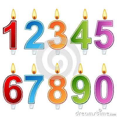 Birthday number candle set Vector Illustration