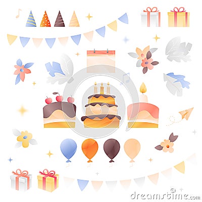 Birthday Objects Set Vector Illustration