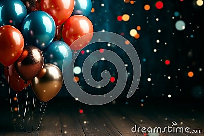 Birthday party colourful balloons. Christmas Celebration and festive background Stock Photo