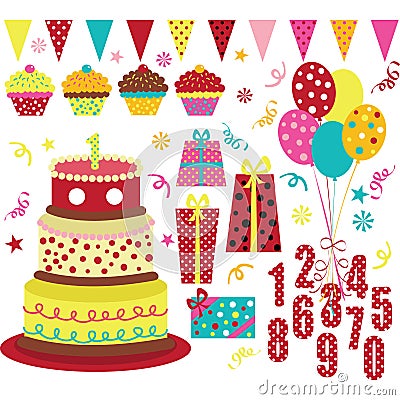 Birthday Party Element Vector Illustration