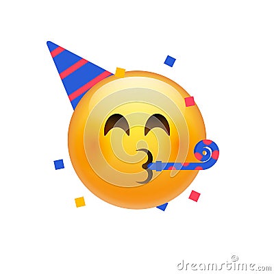 Birthday party emoji celebrate emoticon. Happy birthday face hat emoji Vector Illustration