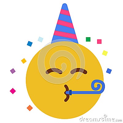 Birthday party emoji celebrate emoticon icon. Happy birthday face hat emoji. Party emoji. flat style Vector Illustration