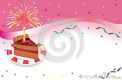 Birthday party with festive cake Vector Illustration