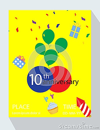 Birthday party invitation card. You are invited! 10th birthday Stock Photo