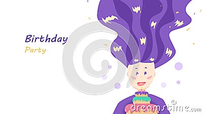 Birthday party, people vector cartoon celebration, greeting card invitation Vector Illustration