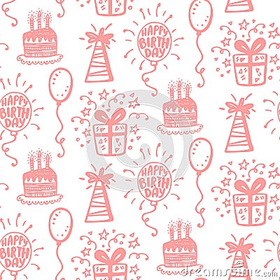 Birthday party seamless patterns Vector Illustration