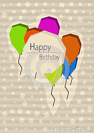 Birthday poster with cornered balloons Stock Photo