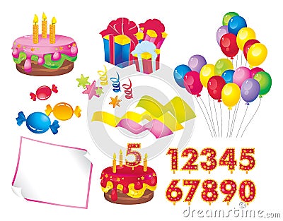 Birthday set Vector Illustration