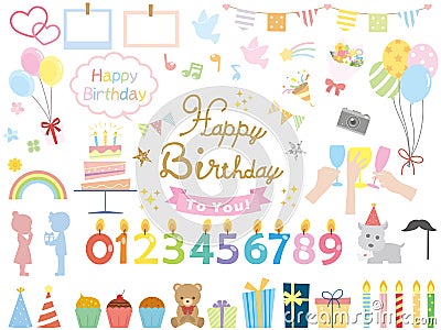 Birthday set Vector Illustration