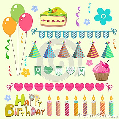 Birthday set Vector Illustration