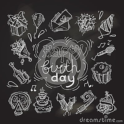 Birthday sketch chalkboard Vector Illustration