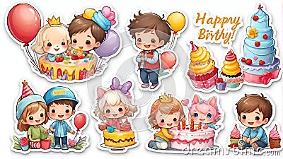 Birthday Sticker Greeting Card for Kids Stock Photo