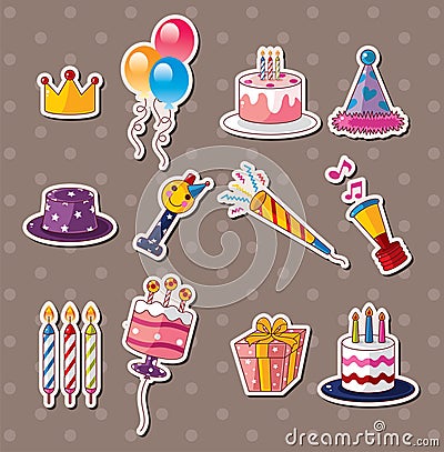 Birthday stickers Vector Illustration