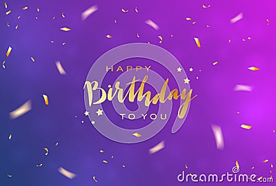 Birthday Streamers and Confetti on Blue and Purple Background Vector Illustration