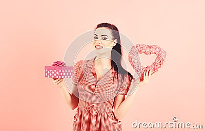 Birthday, surprise, Womans day, shopping, Black Friday concept. Stock Photo