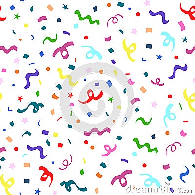 Seamless repeat pattern with colorful birthday confetti Vector Illustration