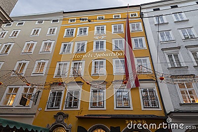 The birthplace of the famous Austrian composer Mozart in the old town Salzburg, Austria Editorial Stock Photo