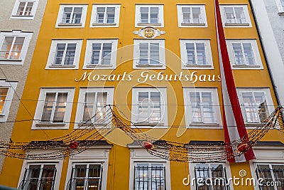 The birthplace of the famous Austrian composer Mozart in the old town Salzburg, Austria Editorial Stock Photo