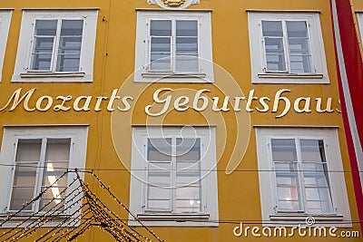 The birthplace of the famous Austrian composer Mozart in the old town Salzburg, Austria Editorial Stock Photo