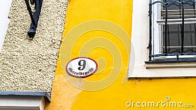 Birthplace of Wolfgang Amadeus Mozart in Salzburg, Austria Editorial Stock Photo