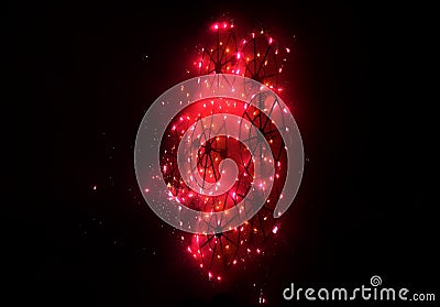 BIRZEBBUGA, MALTA - Aug 01, 2015: Ground fireworks display, mechanised fire display on metal frame during the village feasts in Stock Photo