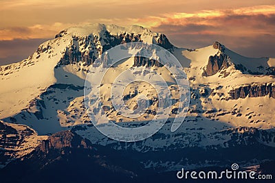 Bisaurin peak and Fetas peak next to it, in the Pyrenees of Hues Stock Photo