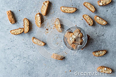 Biscotti / Cantuccini Biscuits with Almonds served in Glass Stock Photo